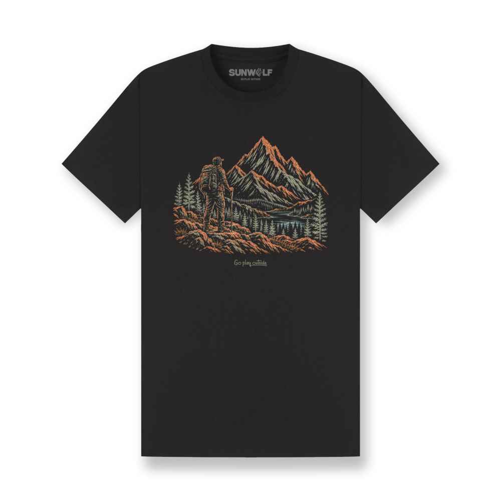 Hiking Man Sketch Organic Cotton T-Shirt