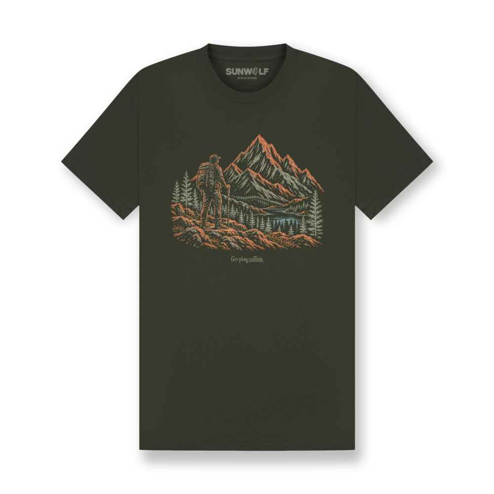 Hiking Man Sketch Organic Cotton T-Shirt