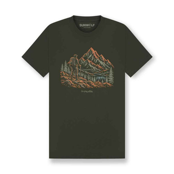 Hiking Man Sketch Organic Cotton T-Shirt