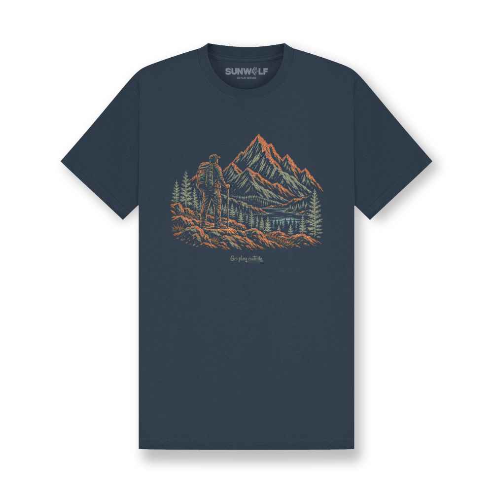Hiking Man Sketch Organic Cotton T-Shirt
