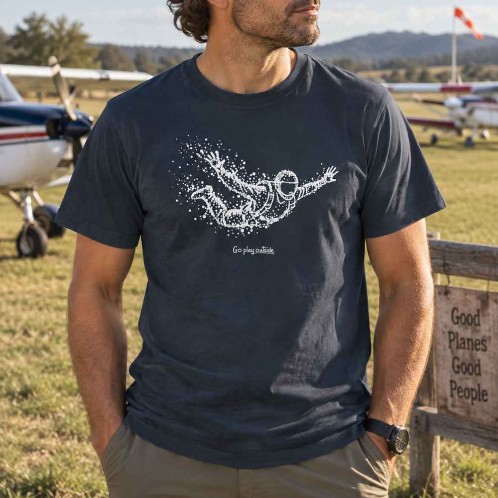 Skydiving Man Particle Dot T-Shirt