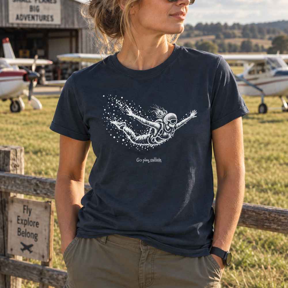 Skydiving Woman Particle Dot T-Shirt