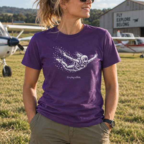 Skydiving Woman Particle Dot T-Shirt