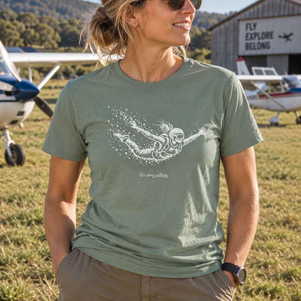 Skydiving Woman Particle Dot T-Shirt